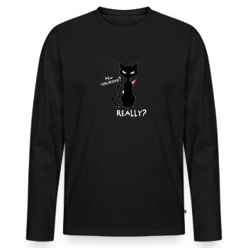 Neue Freundin? - Lustiges Katzen Shirt Design - Männer Premium Bio Langarmshirt - Schwarz - Vorne - Nico (187cm)