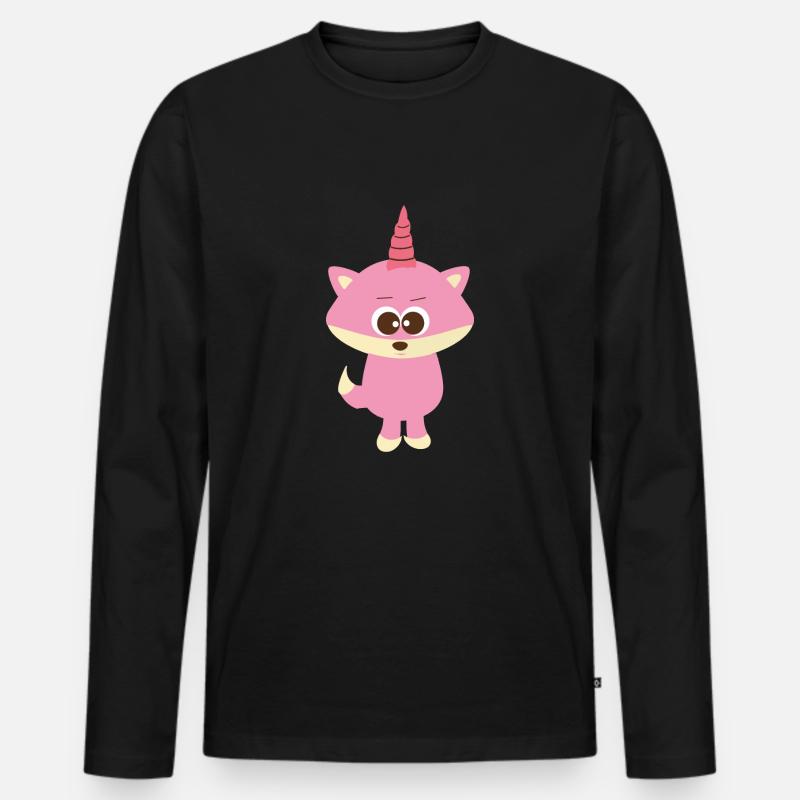 Pinky Einhorn - Männer Premium Bio Langarmshirt - Schwarz