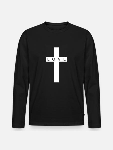 Love cross - Men's Premium Organic Long Sleeve Shirt - black