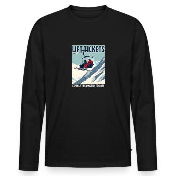 Billets de remontées mécaniques – ski et plaisir sur les pistes - T-shirt manches longues Premium bio Homme - noir - Devant - Nico (187cm)