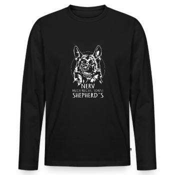 DEUTSCHER SCHÄFERHUND Nerv mich nicht Wilsigns - Männer Premium Bio Langarmshirt - Schwarz - Vorne - Nico (187cm)