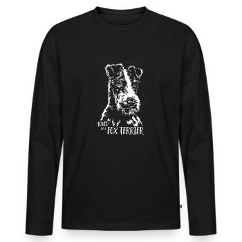 Aimé par un chien Fox Terrier disant Wilsigns - T-shirt manches longues Premium bio Homme - noir - Devant - Nico (187cm)