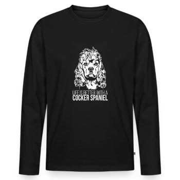 American Cocker Spaniel Life est meilleure Wilsigns - T-shirt manches longues Premium bio Homme - noir - Devant - Nico (187cm)