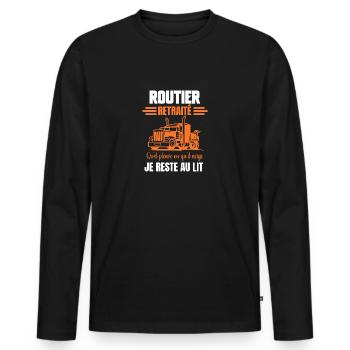 routier retraité - T-shirt manches longues Premium bio Homme - noir - Devant - Nico (187cm)