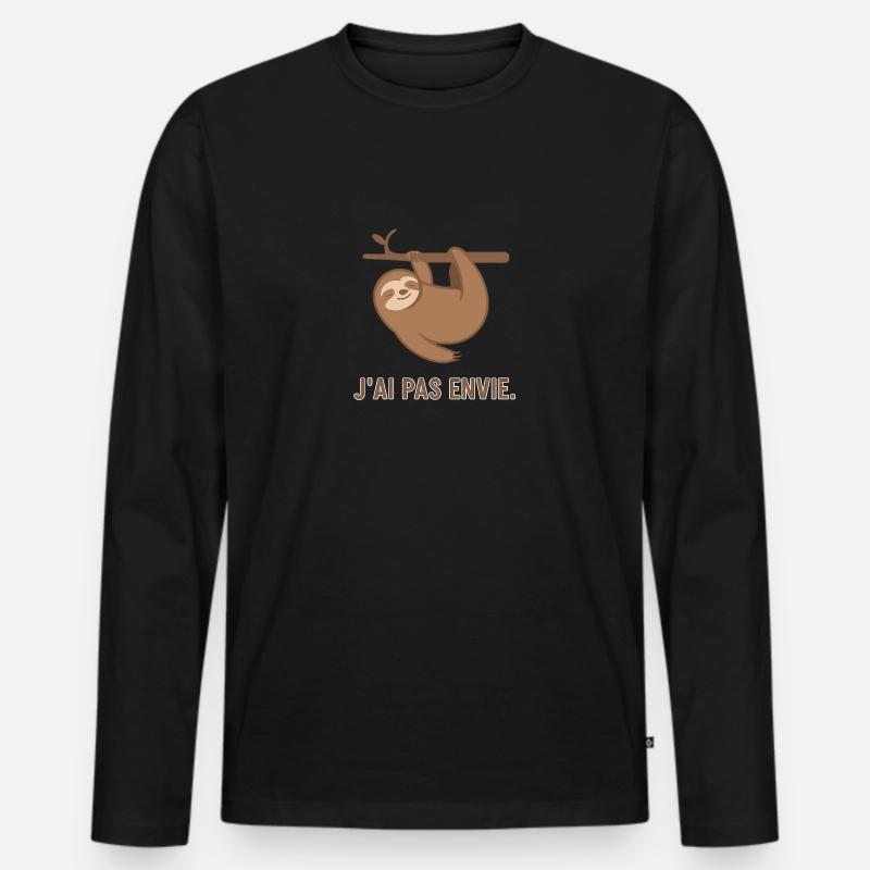 Ich will nicht - Männer Premium Bio Langarmshirt - Schwarz