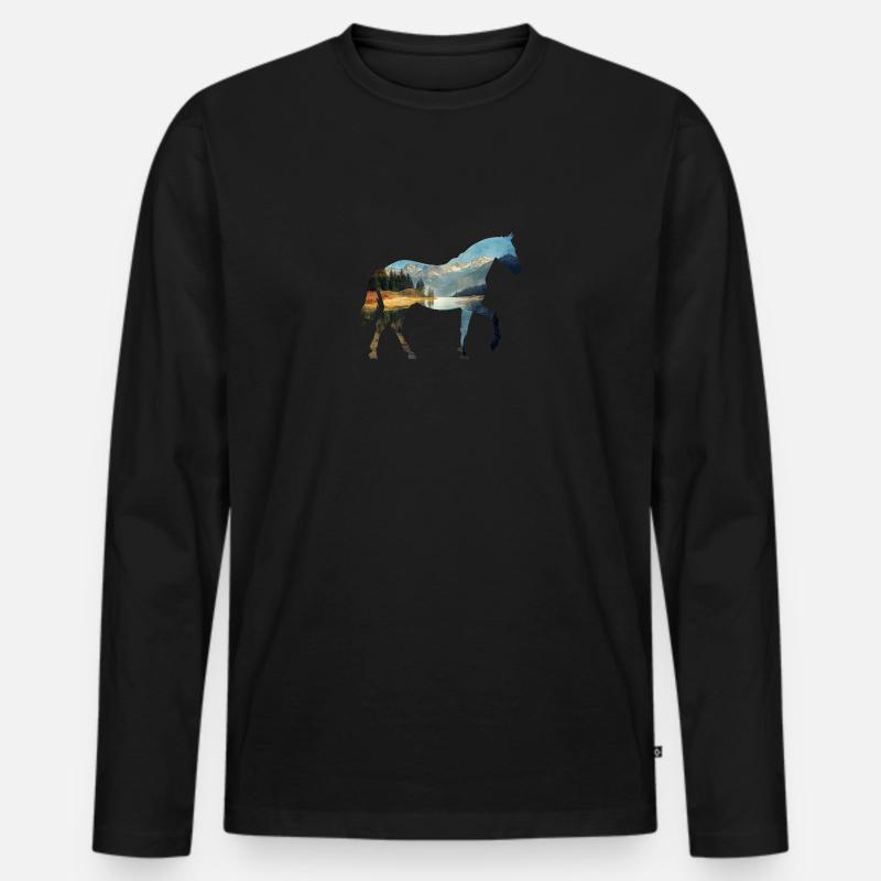 Reiterin Pferd - Männer Premium Bio Langarmshirt - Schwarz