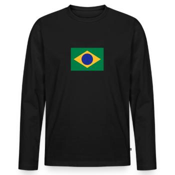 Drapeau national du Brésil - T-shirt manches longues Premium bio Homme - noir - Devant - Nico (187cm)