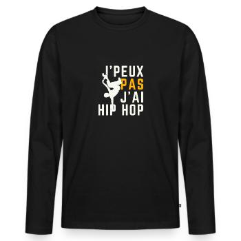 Ich kann nicht, ich habe Hip Hop - Männer Premium Bio Langarmshirt - Schwarz - Vorne - Nico (187cm)