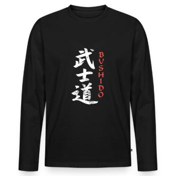 Bushido - der Weg des Kriegers - Männer Premium Bio Langarmshirt - Schwarz - Vorne - Nico (187cm)