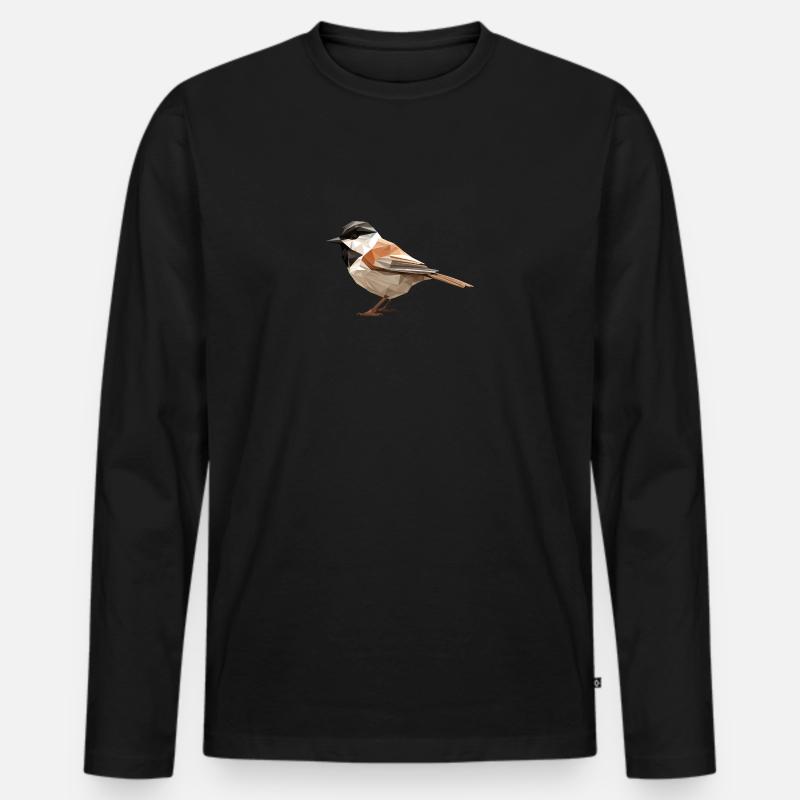 Meise Low poly - Männer Premium Bio Langarmshirt - Schwarz