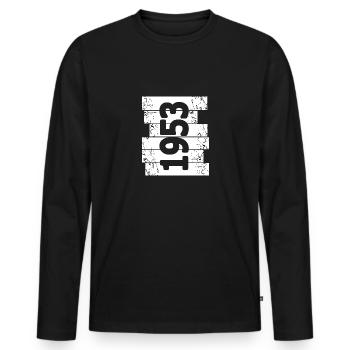 Eltern 1953 - Männer Premium Bio Langarmshirt - Schwarz - Vorne - Nico (187cm)