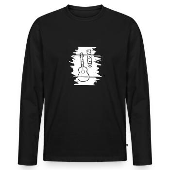 Gitarre Mario - Männer Premium Bio Langarmshirt - Schwarz - Vorne - Nico (187cm)