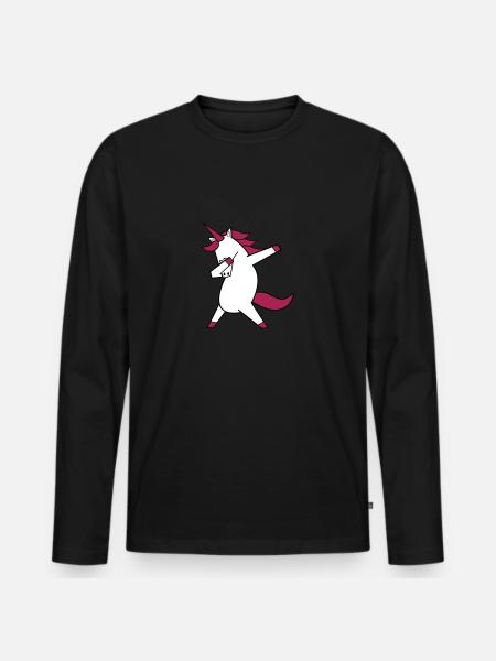dabbing unicorn - Men's Premium Organic Long Sleeve Shirt - black