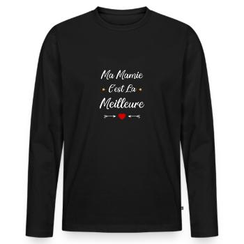 Ma mamie c'est la meilleure - T-shirt manches longues Premium bio Homme - noir - Devant - Nico (187cm)