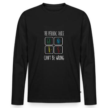 Tableau périodique - T-shirt manches longues Premium bio Homme - noir - Devant - Nico (187cm)
