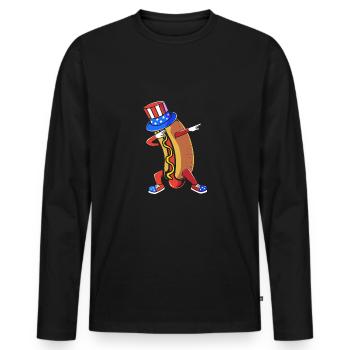 Hot Dog Snack - Men's Premium Organic Long Sleeve Shirt - black - Front - Nico (187cm)