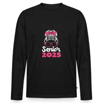 Classe de 2025 - T-shirt manches longues Premium bio Homme - noir - Devant - Nico (187cm)