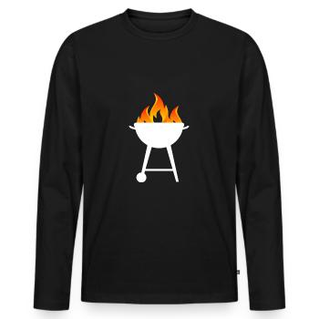 Barbecue avec des flammes - T-shirt manches longues Premium bio Homme - noir - Devant - Nico (187cm)