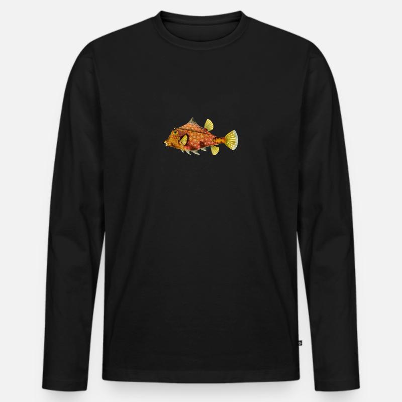 Fisch - Männer Premium Bio Langarmshirt - Schwarz
