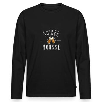 soirée mousse - T-shirt manches longues Premium bio Homme - noir - Devant - Nico (187cm)