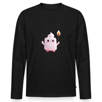 Marshmallow - Männer Premium Bio Langarmshirt - Schwarz - Vorne - Nico (187cm)