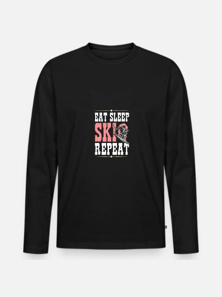 Eat Sleep Ski Repeat - Men's Premium Organic Long Sleeve Shirt - black