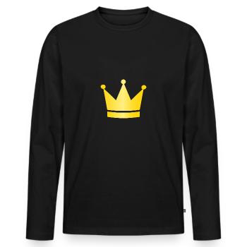 Crown Gold King - Men's Premium Organic Long Sleeve Shirt - black - Front - Nico (187cm)