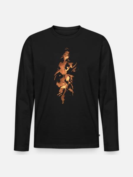 Frau abstrakt - TUSCHE - Männer Premium Bio Langarmshirt - Schwarz