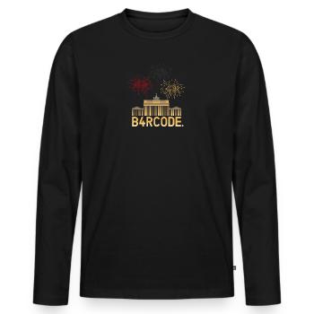 B4RCODE. Unité allemande - T-shirt manches longues Premium bio Homme - noir - Devant - Nico (187cm)