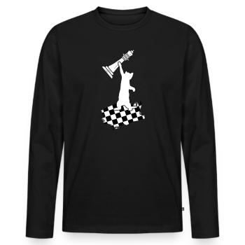 checkmate cat chess piece chessboard - Men's Premium Organic Long Sleeve Shirt - black - Front - Nico (187cm)