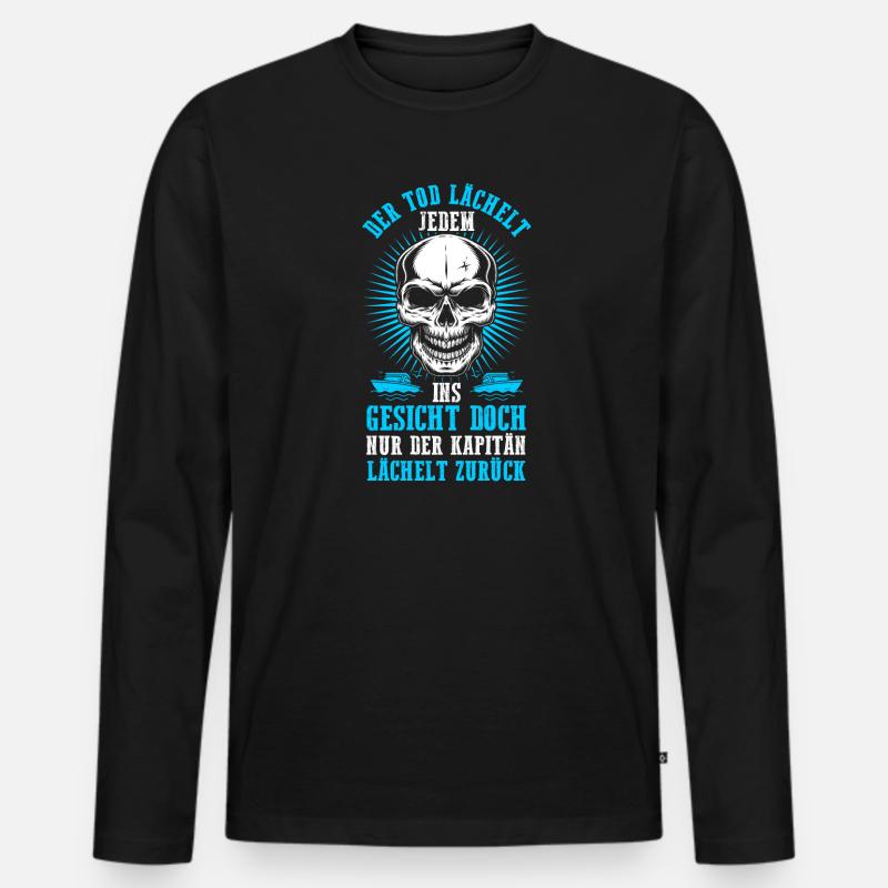 Kapitän Boot Bootfahren Geschenk - Männer Premium Bio Langarmshirt - Schwarz