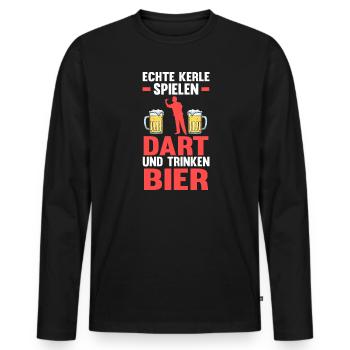 Dart Papa und Hobby Dart spieler Geschenk - Männer Premium Bio Langarmshirt - Schwarz - Vorne - Nico (187cm)