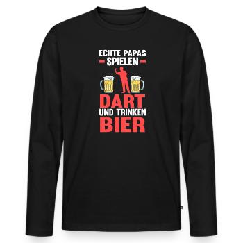 dart Papa und Hobby Dart spieler Geschenk - Männer Premium Bio Langarmshirt - Schwarz - Vorne - Nico (187cm)