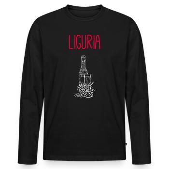Ligurische Wein- und Blumenillustration - Männer Premium Bio Langarmshirt - Schwarz - Vorne - Nico (187cm)