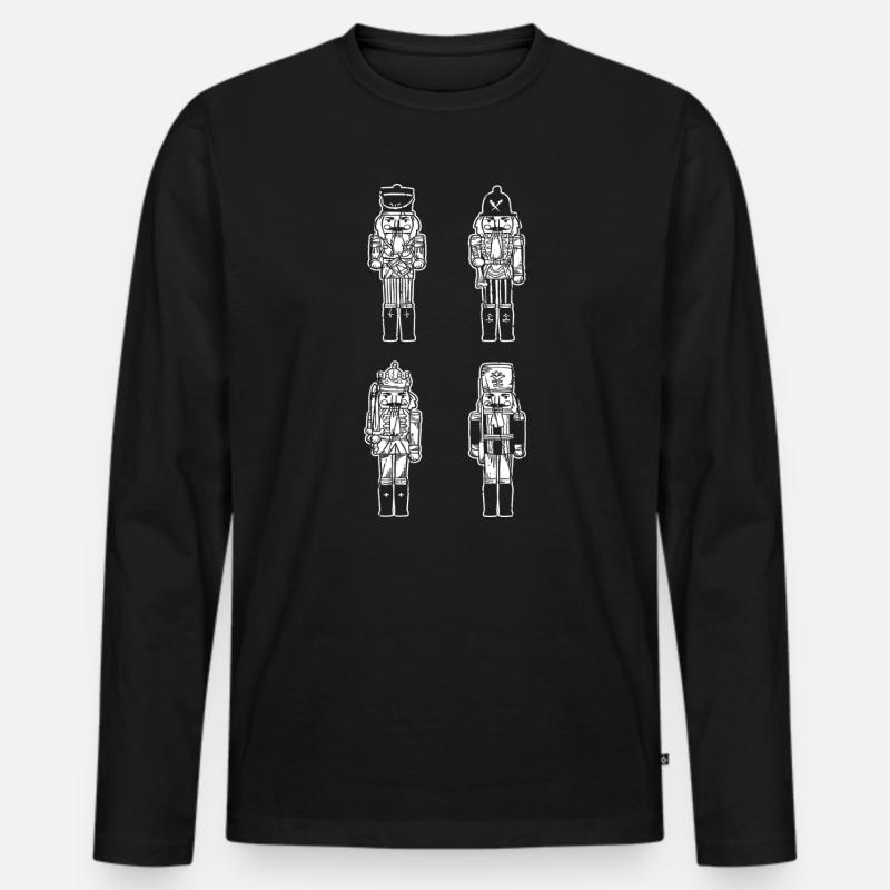 Weihnachtsmann Nussknacker Weihnachten - Männer Premium Bio Langarmshirt - Schwarz