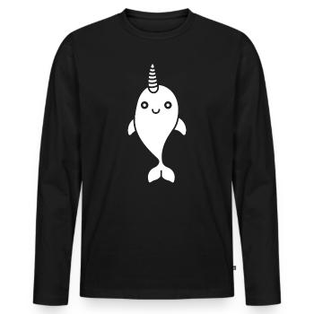 Narwal - Männer Premium Bio Langarmshirt - Schwarz - Vorne - Nico (187cm)
