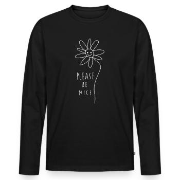 Soyez gentils – Minimalist Flowers Doodle - T-shirt manches longues Premium bio Homme - noir - Devant - Nico (187cm)