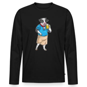Kuh Bier - Männer Premium Bio Langarmshirt - Schwarz - Vorne - Nico (187cm)
