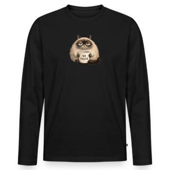 Die unbeeindruckte Katze - Männer Premium Bio Langarmshirt - Schwarz - Vorne - Nico (187cm)