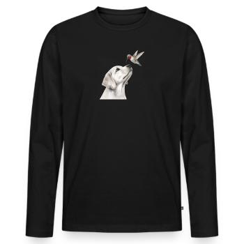Labrador Hummingbird Pencil Dogs Motif - Men's Premium Organic Long Sleeve Shirt - black - Front - Nico (187cm)