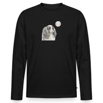 Cavalier King Charles Spaniel Dog Retro Motif - Men's Premium Organic Long Sleeve Shirt - black - Front - Nico (187cm)