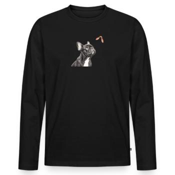 Cadeau du motif nature du bouledogue français - T-shirt manches longues Premium bio Homme - noir - Devant - Nico (187cm)