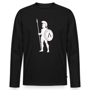Spartanischer Krieger mit Schild - Männer Premium Bio Langarmshirt - Schwarz - Vorne - Nico (187cm)