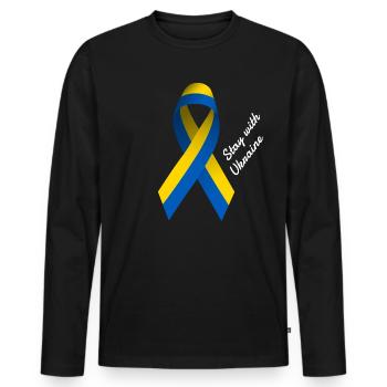Russia War Peace Ukraine - Men's Premium Organic Long Sleeve Shirt - black - Front - Nico (187cm)