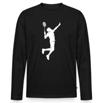 Joueur de badminton Silhouette Badminton - T-shirt manches longues Premium bio Homme - noir - Devant - Nico (187cm)