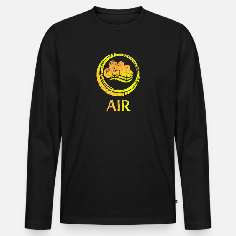 Vier Elemente Luft - Männer Premium Bio Langarmshirt - Schwarz