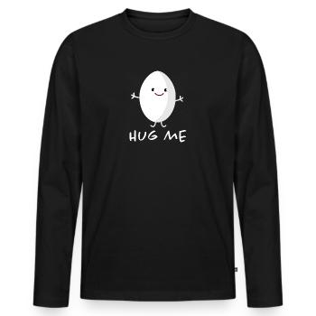 Hug me (egg) - Men's Premium Organic Long Sleeve Shirt - black - Front - Nico (187cm)