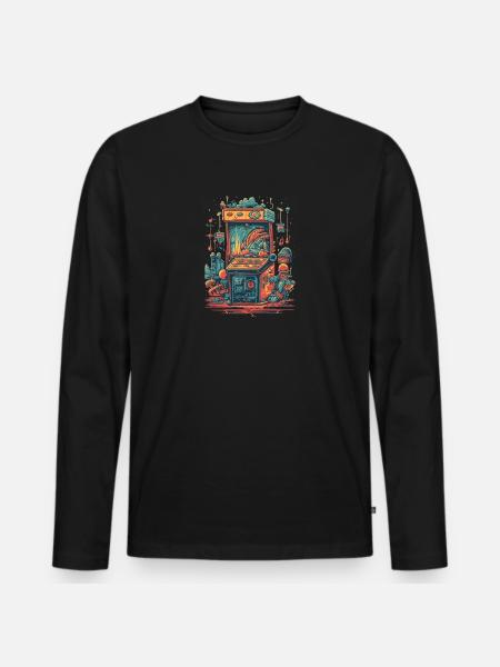 Station de jeu rétro - T-shirt manches longues Premium bio Homme - noir