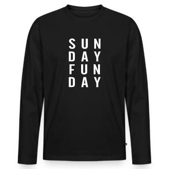 Sunday Funday: Umarmen Sie die Wochenend-Vibes - Männer Premium Bio Langarmshirt - Schwarz - Vorne - Nico (187cm)