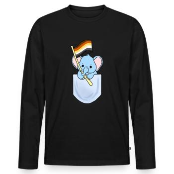 Éléphant en poche Gay Bear Pride - T-shirt manches longues Premium bio Homme - noir - Devant - Nico (187cm)